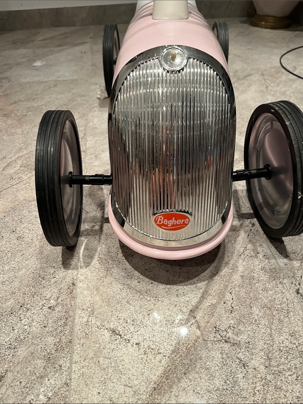 Pink Vintage-Style Ride-On Car for Kids